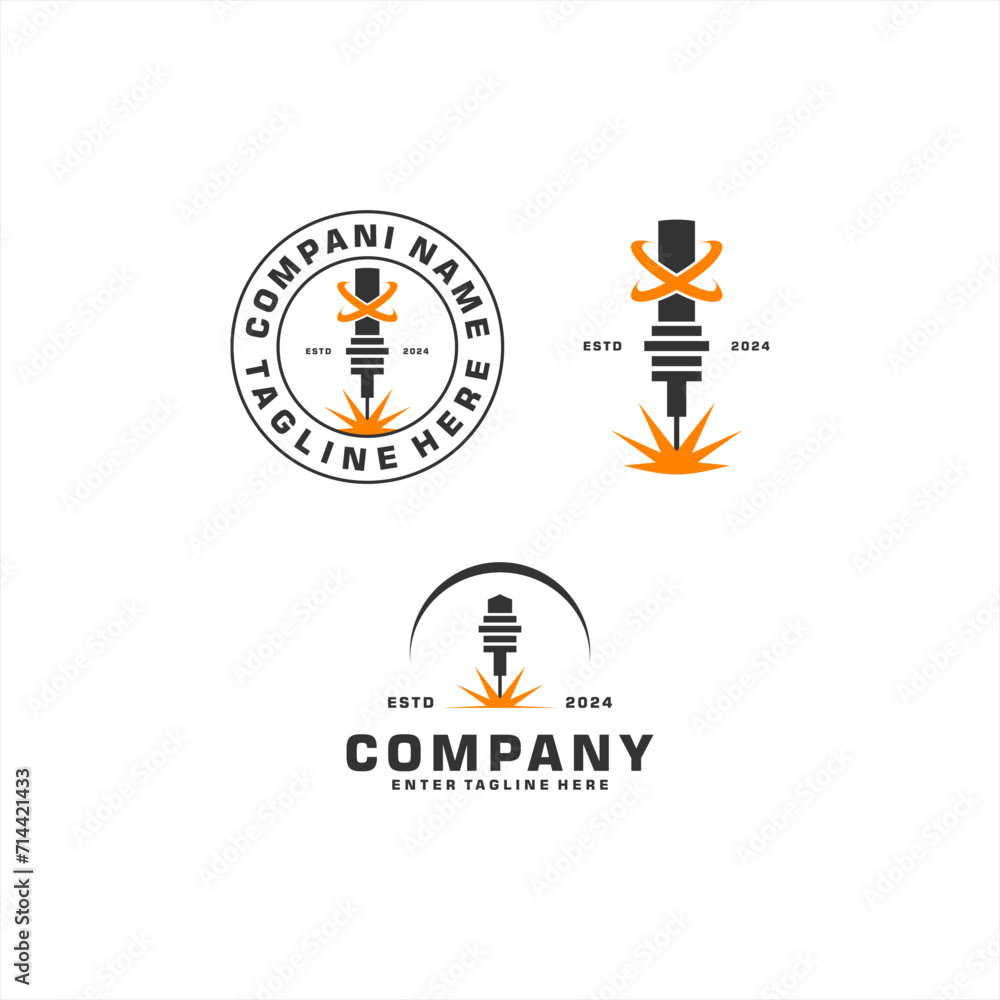 Laser Cutting logo design, laser cutting vector, vintage laser cutting,cnc