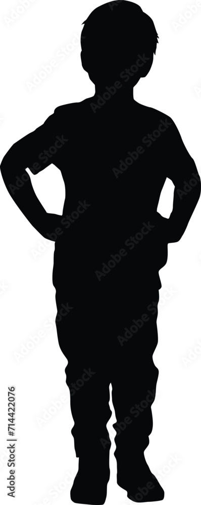 Children silhouette full body illustration in vector format