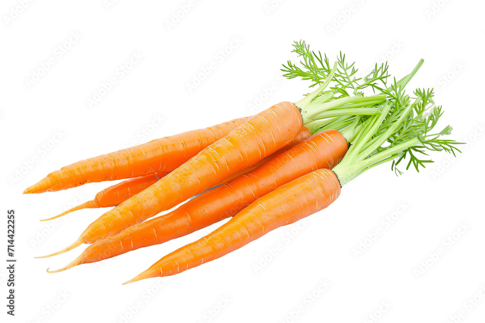 Carrots Bunch Isolated on White Background: Fresh, Organic, and Healthy Vegetable Market Display with Green Leaves Carrots Bunch Isolated on White Background: Fresh, Organic, and Healthy Vegetable Market Display with Green Leaves