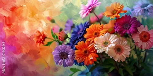 Vivid and colorful floral arrangement in painting style