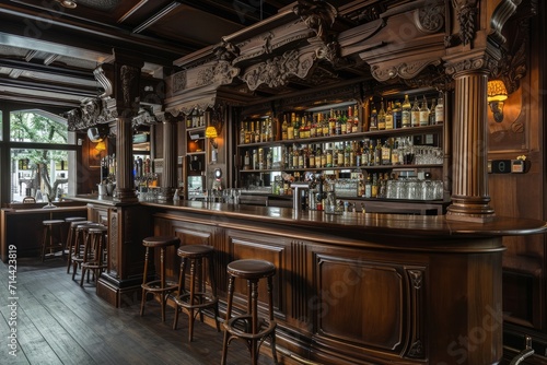 Vintage style bar interior with wooden architecture © ParinApril