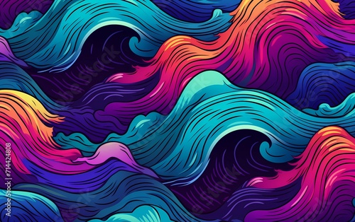 Colorful abstract background with Japanese wave style photo