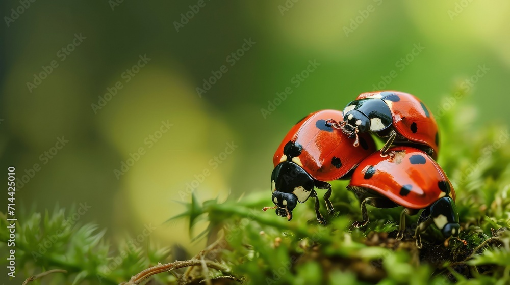 Lovely couple of ladybug on a leaf with copy space. Lovely couple of ladybug on a leaf with copy space.