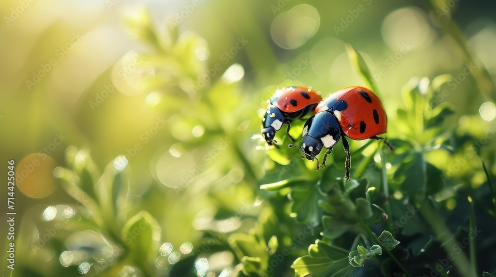 Lovely couple of ladybug on a leaf with copy space. Lovely couple of ladybug on a leaf with copy space.