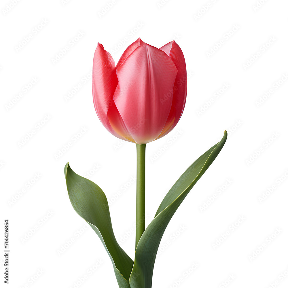 Single red tulip isolated on white, transparent background Single red tulip isolated on white, transparent background