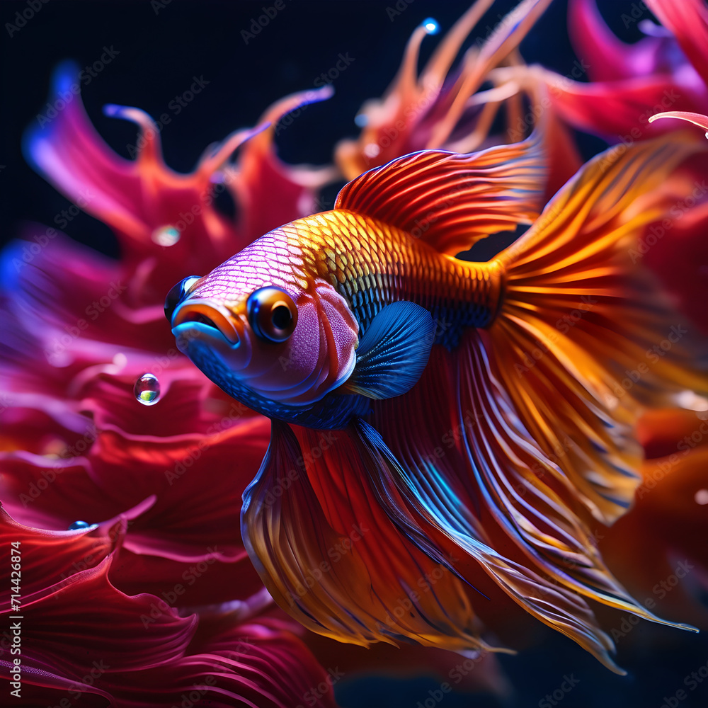 Fototapeta premium Dazzling Betta Fish in Flowing Form