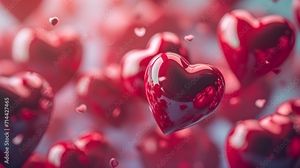A closeup of a vibrant group of red hearts evokes the passionate spirit of valentine's day A closeup of a vibrant group of red hearts evokes the passionate spirit of valentine's day