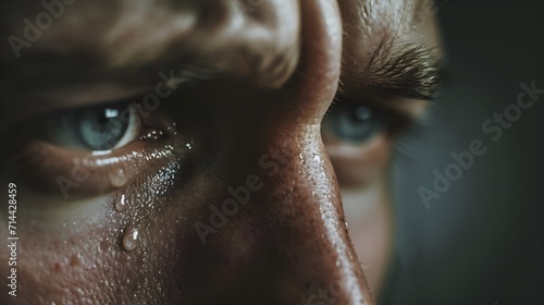 Wallpaper Mural Close-up of a man's eyes welling with tears, showing intense emotion. Torontodigital.ca