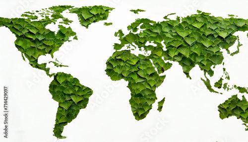 world map with leaves