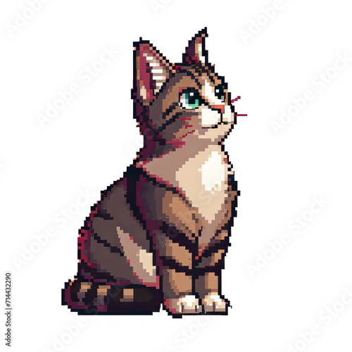 Pixel Style Cat Graphic on Clear Background