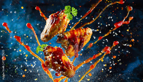 Flying Grilled Chicken Wings © CreativeStock