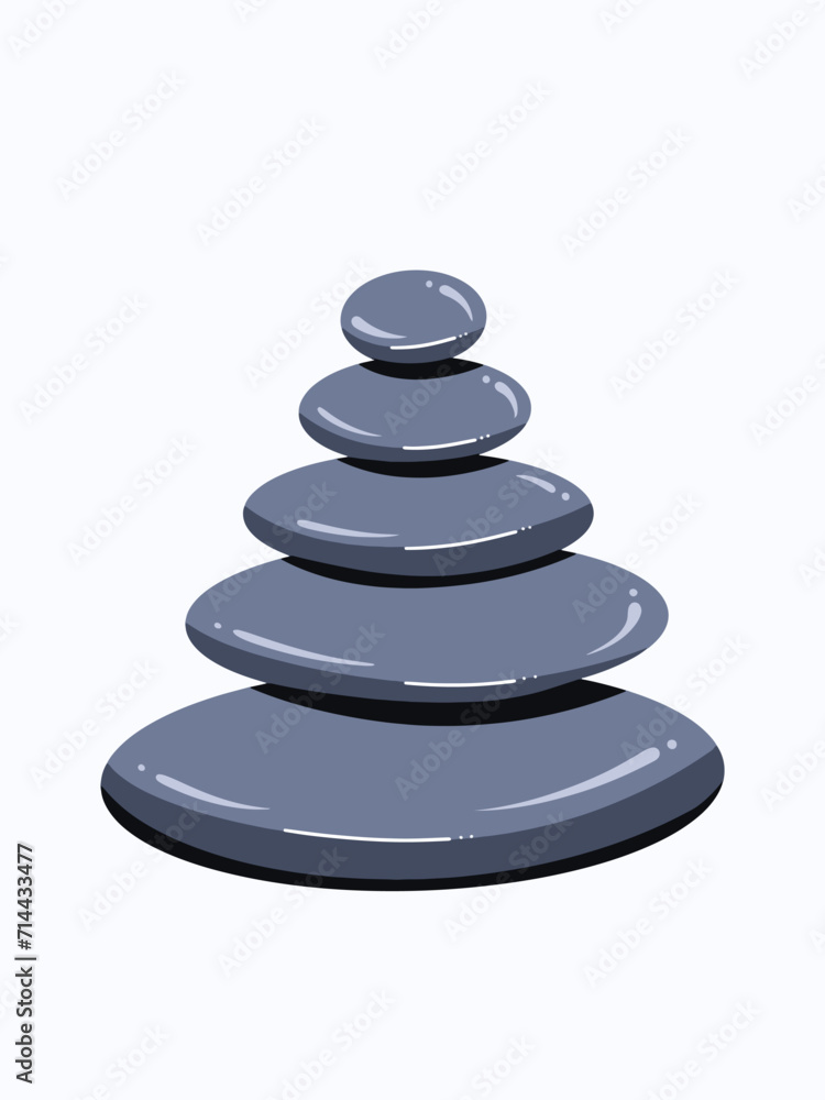 Dark gray round zen spa stone stacks vector illustration isolated on vertical light gray background. Simple flat spa and calming themed cartoon art styled drawing. Dark gray round zen spa stone stacks vector illustration isolated on vertical light gray background. Simple flat spa and calming themed cartoon art styled drawing.
