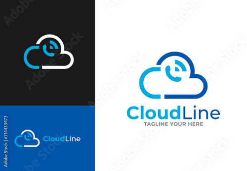 Letter C Cloudline Phone Call Wifi Vector Illustration Logo for technology, communication, web etc.