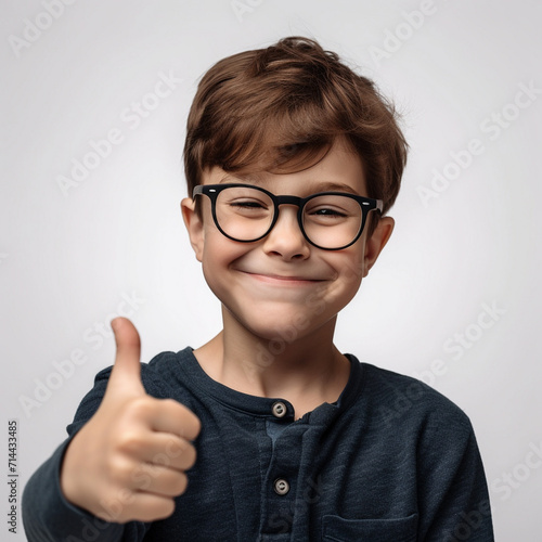 Boy Giving Thumbs Up with Both Thumbs