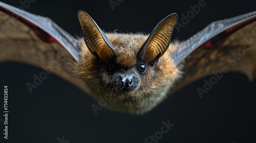 Flying Bat On Isolated Black Background, World Birds Day, International Jungle Day, National Bird, Religious, Bird, Generative Ai