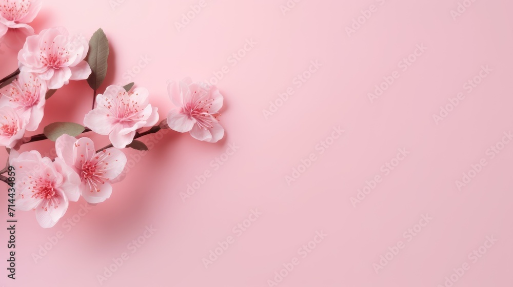 Beautiful delicate flowers on a pink background. Abstract layout of a color frame with space for text. An invitation to a wedding. The concept of International Women's Day, Mother's Day.