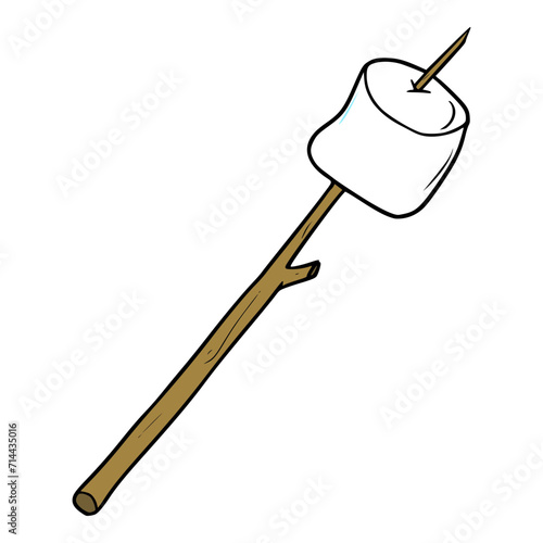 marshmallow on stick illustration vector