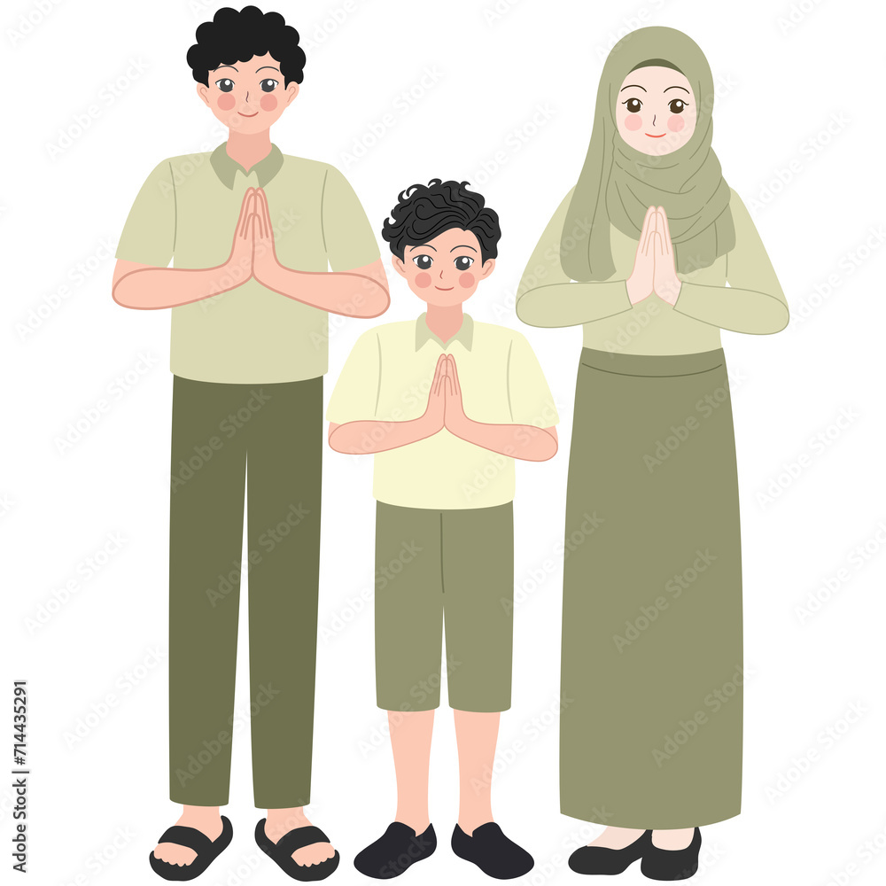 muslim family greeting eid mubarak
