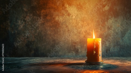 Portrait of candle against texture background with space for text, background image, generative AI photo