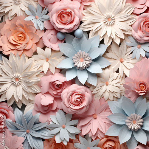 3D floral digital print, vibrant colors, pastel colors © Chloe