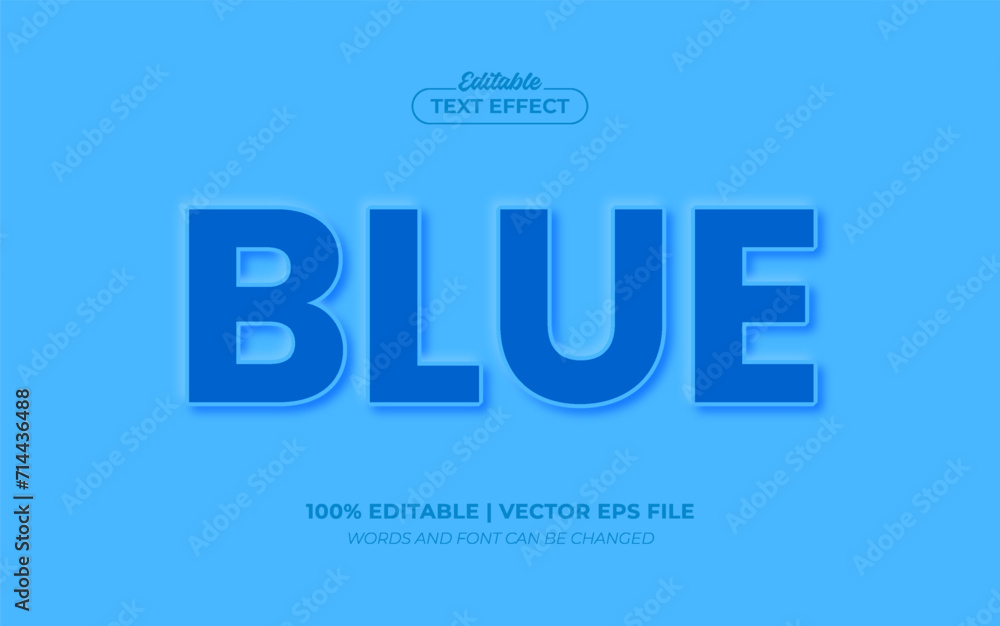 Fototapeta premium Blue 3D Embossed Editable Text Effect, Editable Font Style Premium Vector
