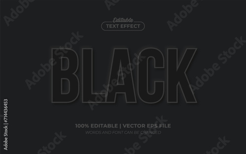 Black Gray 3D Embossed Editable Text Effect, Editable Font Style Premium Vector