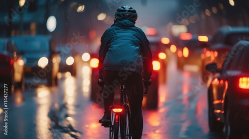 male cyclist passing traffic jam © buraratn