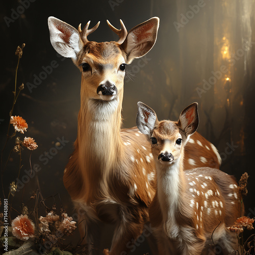 hyper_realistic_fallow_deer_and_baby_deer_full_body_dram