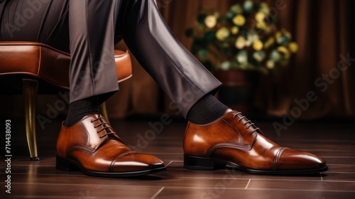 Leather shoes with fashion trousers, formal office wear 