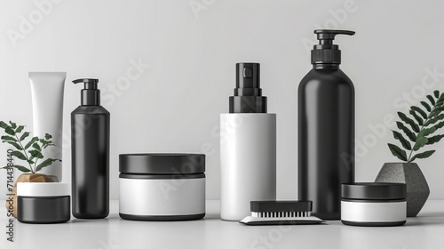 Various product bottles On a white background for use in design.