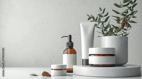 Various product bottles On a white background for use in design.