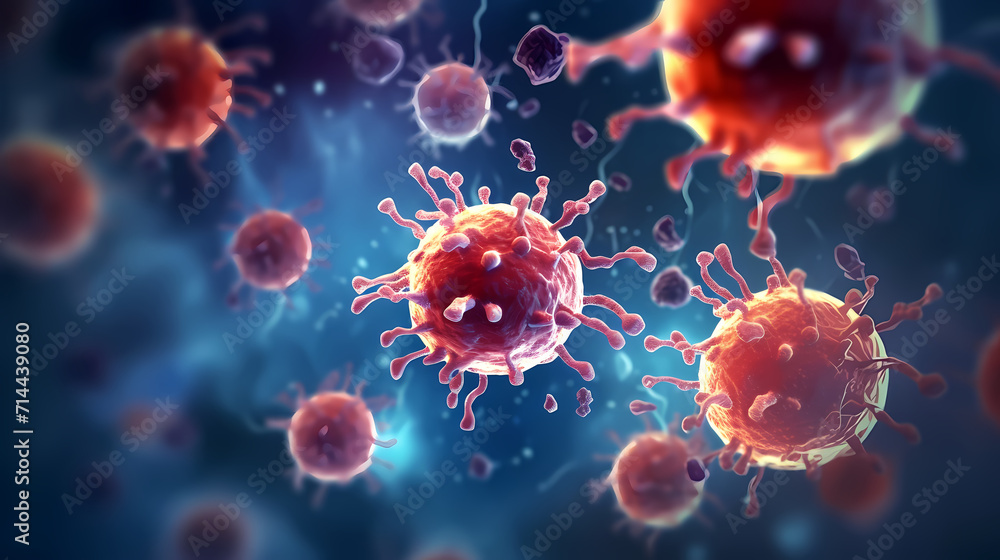 Virus cells abstract science concept, medical research background Virus cells abstract science concept, medical research background