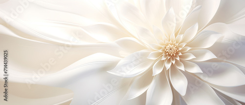 Details of blooming white dahlia fresh flower macro photography with copy space photo