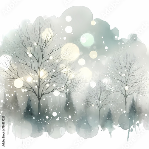 winter landscape with snowy forest  trees  pine trees