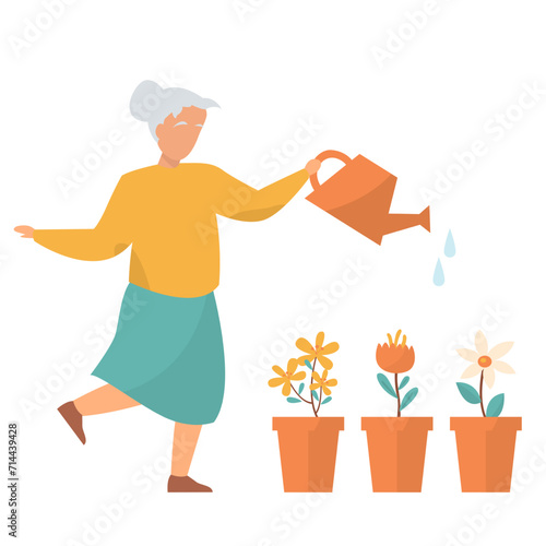 happy granny watering her flowers © Benjamart