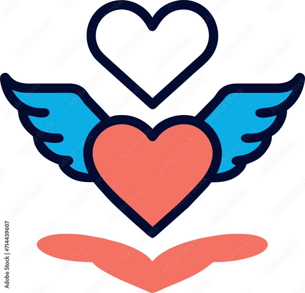 a heart with wings, symbolizing freedom and aspirations, icon