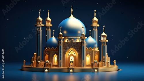 3d rendered model of a mosque for ramadan kareem holy fasting month