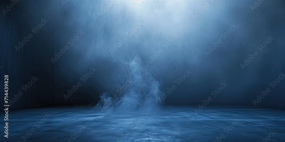 Blue dark abstract light in night background setting empty scene with smog old black fog under spotlight textured smoke creating dramatic lantern space street concept bright effect on floor Blue dark abstract light in night background setting empty scene with smog old black fog under spotlight textured smoke creating dramatic lantern space street concept bright effect on floor