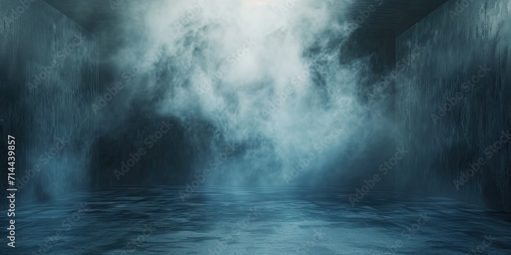 Blue dark abstract light in night background setting empty scene with smog old black fog under spotlight textured smoke creating dramatic lantern space street concept bright effect on floor Blue dark abstract light in night background setting empty scene with smog old black fog under spotlight textured smoke creating dramatic lantern space street concept bright effect on floor