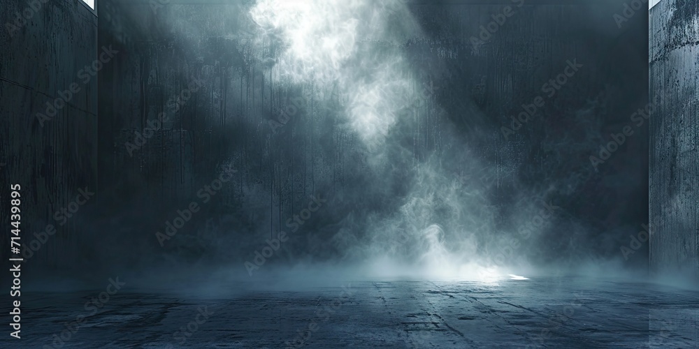 Blue dark abstract light in night background setting empty scene with smog old black fog under spotlight textured smoke creating dramatic lantern space street concept bright effect on floor Blue dark abstract light in night background setting empty scene with smog old black fog under spotlight textured smoke creating dramatic lantern space street concept bright effect on floor
