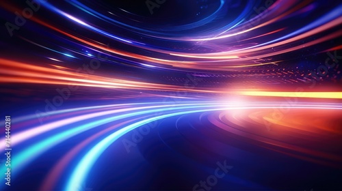 Abstract technology background with motion neon light effect