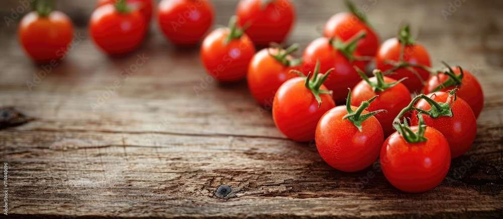 Cherry tomatoes on a wooden surface Cherry tomatoes on a wooden surface
