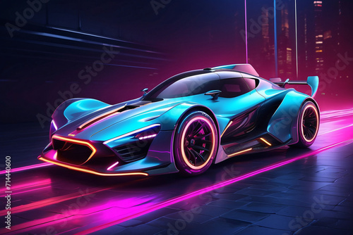 futuristic car with neon lighting style © Murzani