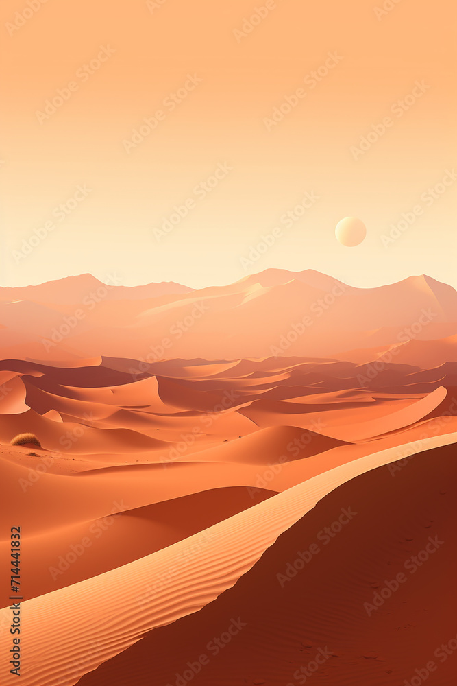 Naklejka premium minimalist_desert_scene_in_shades_of_tan_color_scheme