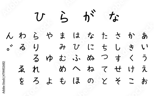 ひらがな50音の手書き風フォント白黒