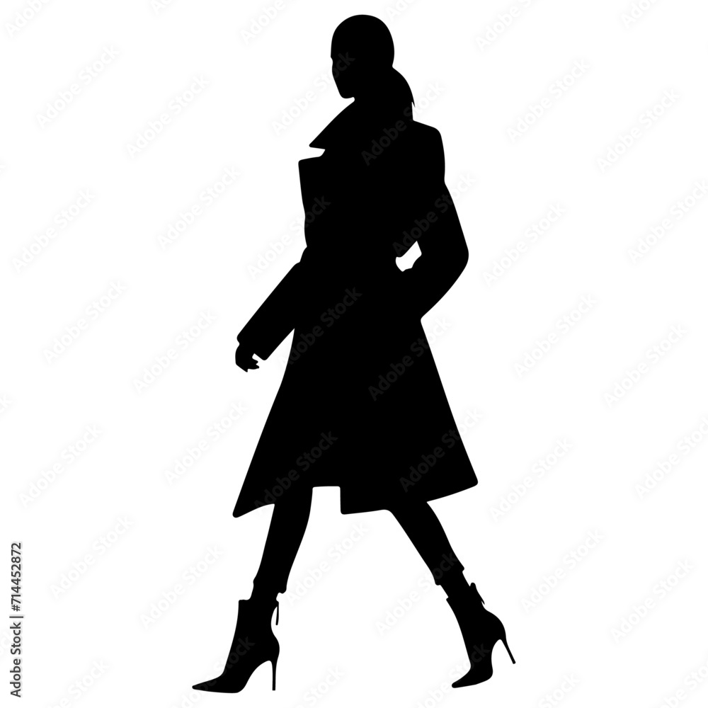 minimal business man and woman walking forward in winter clothing pose vector silhouette minimal business man and woman walking forward in winter clothing pose vector silhouette