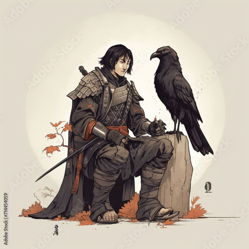 wandering samurai with a formidable pet crow