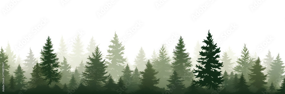 Pine tree landscape panorama. seamless pattern