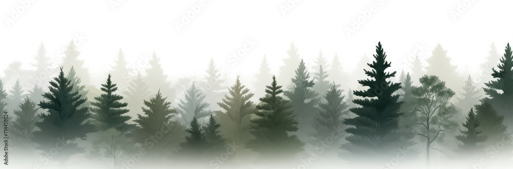 Pine tree landscape panorama. seamless pattern Pine tree landscape panorama. seamless pattern