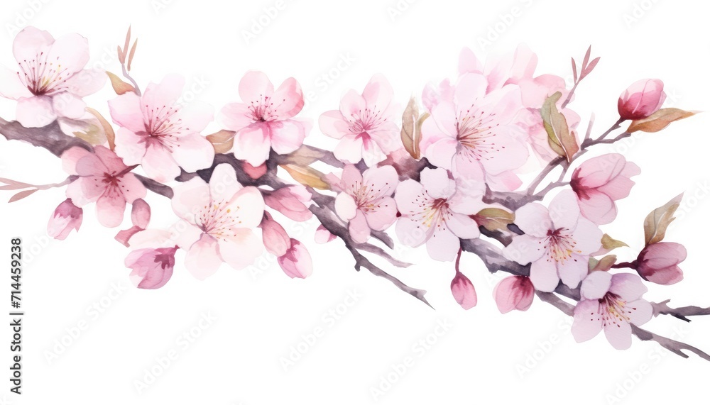 Watercolor painting of cherry blossoms sakura